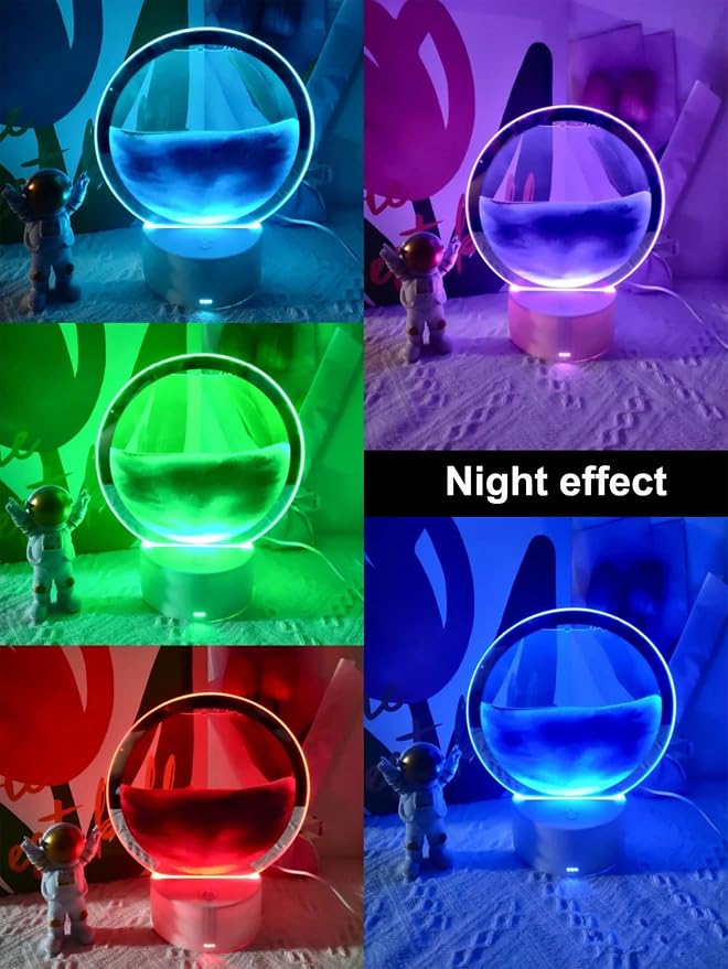 3D Moving Sand Art with Remote Control, 360° Rotating Hourglass Lights - Image 7