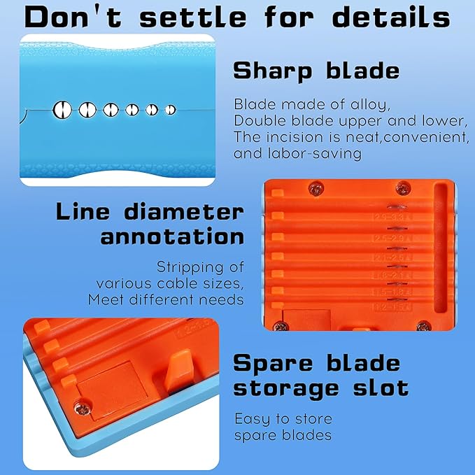 A-1233 Tube Stripper Stripping range 1.2-3.3mm Replaceable blade Cable Tube Slitter Fiber Optic Mid Span Cable Cutting Tool Jacket Tube Slitter Loose Tube Buffer with 12pcs spare blade