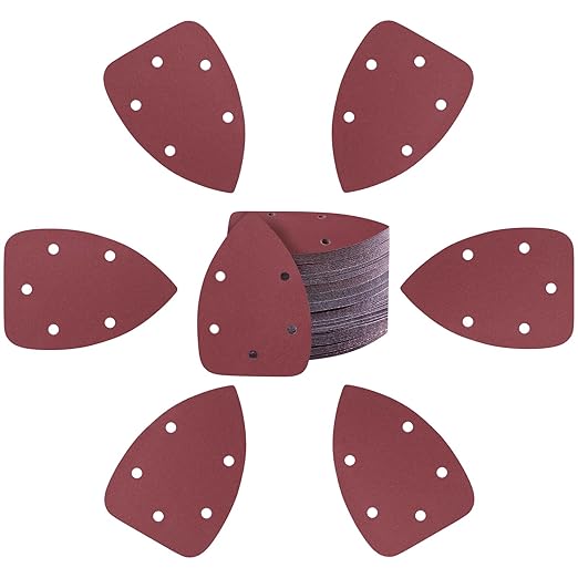100-Pack Mouse Sandpaper (5-Hole) 240 Grit for Mouse Detail Sanders, Premium Aluminum Oxide, Easy to Replace, Ideal for Woodworking, Furniture Refinishing, and Crafting