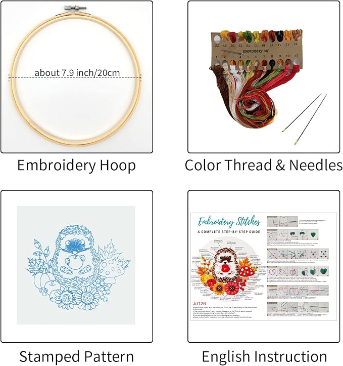 Louise Maelys Cute Hedgehog Embroidery Kit - Image 2