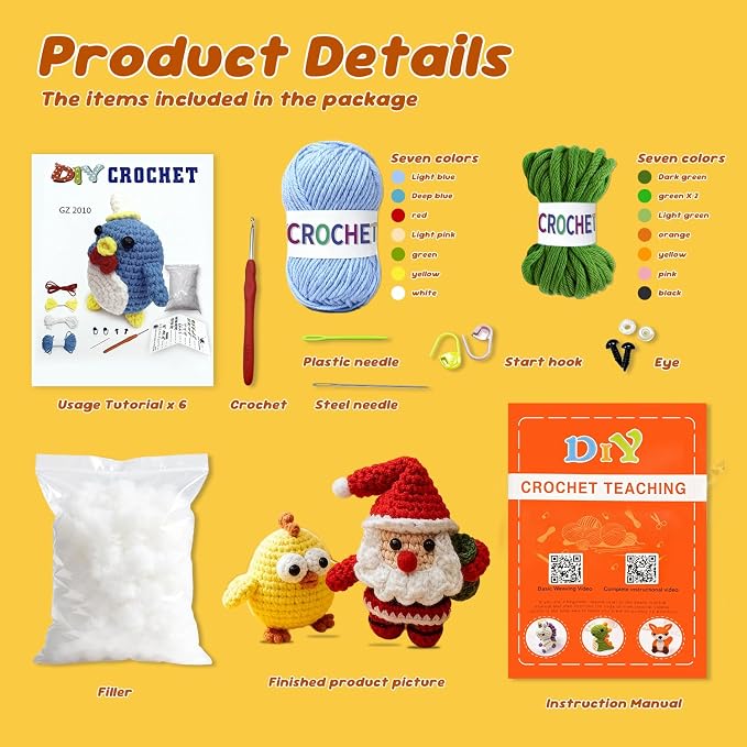LIVIKEY 6Pcs Crochet Kit for Beginners Easy Arts and Crafts Set for Adults & - Image 3