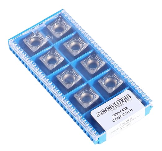 Accusize Industrial Tools CCGT432 Uncoating Carbide Inserts, 10 Pcs, for Machining Aluminum, 6600-0432x10