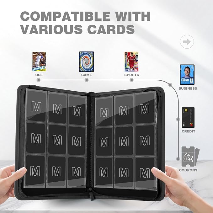 Trading Card Binder with 9 Side Loading Pocket Card Album Hold Up to 540 Cards - Image 5