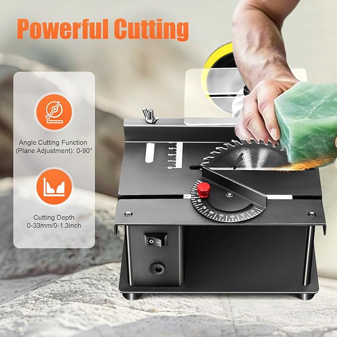 Mini Table Saw for Crafts - Portable Small Saw with Adjustable Speed for Cutting, Drilling, Grinding, Polishing Wood, Acrylic, Plastic (Black)