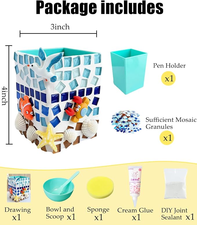 YUCHIYA DIY Glass Mosaic Pen Holder Craft Kit - Image 2