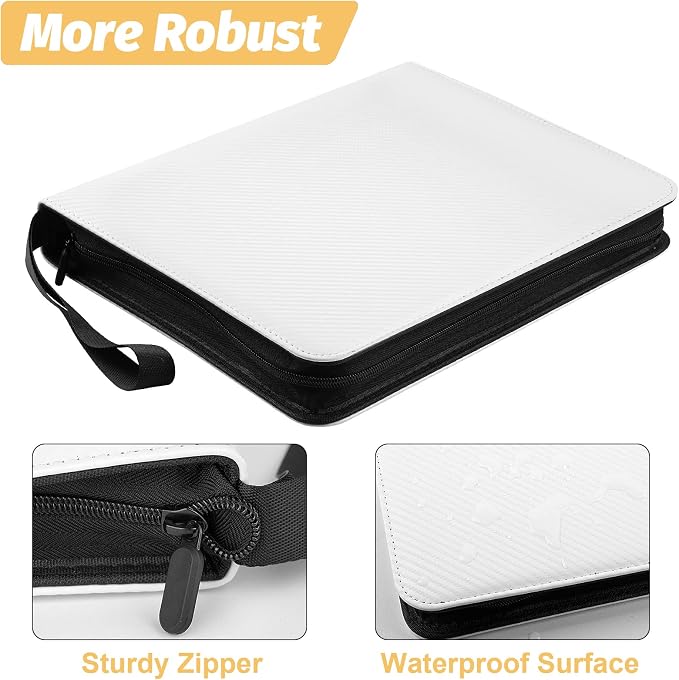 GERMUN 3 Ring 9 Pocket Zipper Card Binder, 720 Double Sided Standard PU Trading - Image 6