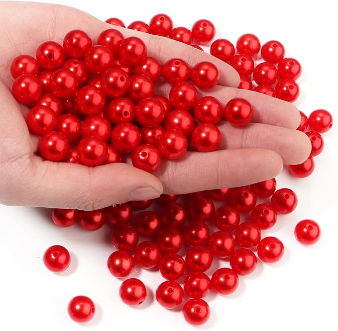 150pcs Red 12mm Pearl Beads by chuyau