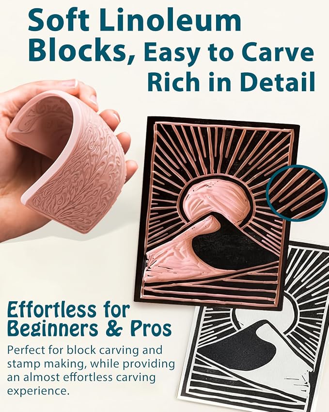 Linocut Kit for Printmaking & Stamp Making: Linocut Tools Block Printing Kit - Image 5