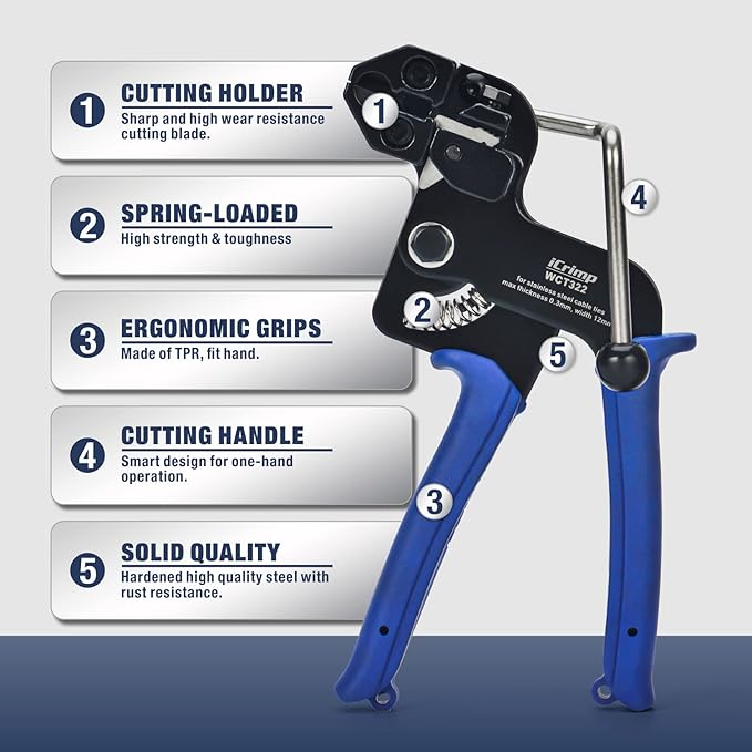 iCrimp Stainless Steel Cable Tie Tool Zip Gun with Built-in Cutter,extra Release Tool and 100pcs 11.8 inch Metal Cable Ties included