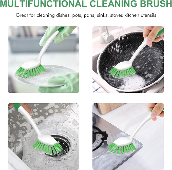SetSail Dish Brush with Handle, 3 Pack Stiff Bristles Dish Scrubber with - Image 6