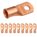 SELTERM 10pcs 3/0 AWG - 3/8" Stud - Battery Lugs, Heavy Duty Wire Lugs, Ring Terminals, Battery Cable Ends,000 Gauge Terminals, UL Bare Copper Eyelets Electrical Battery Terminal Connectors