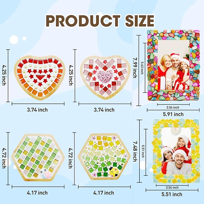 6 Sets DIY Glass Mosaic Tiles for Crafts Mixed Color Mosaic Kits - Image 3
