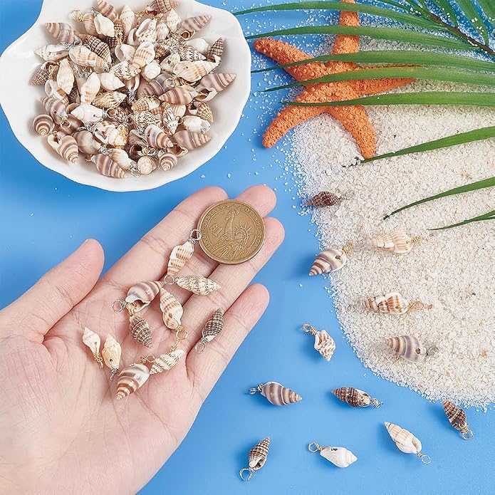 PH PandaHall Shell Pendants Spiral Seashells Craft Charms Cowrie Sea Shells - Image 3