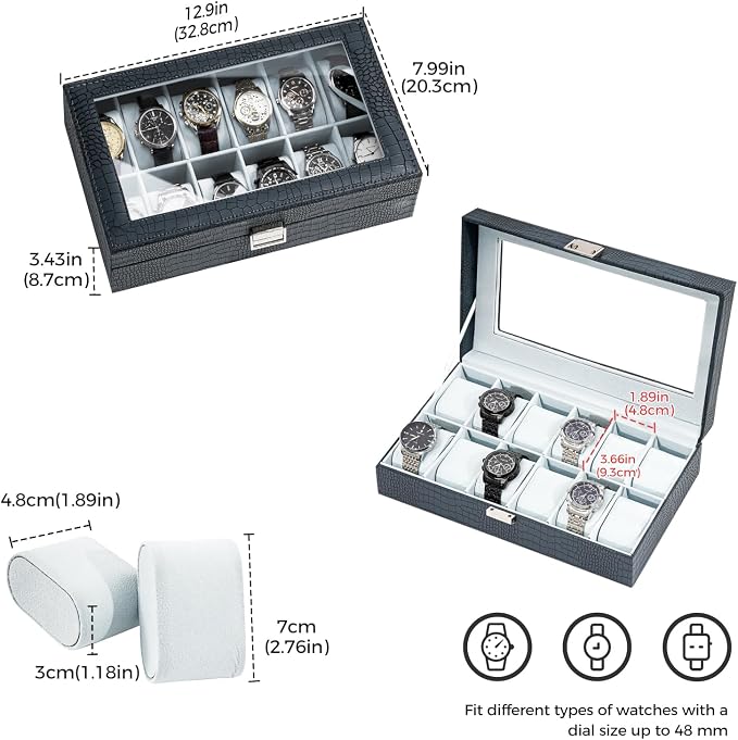 ProCase Watch Box Organizer, 12 Slot Watch Display Case - Image 5