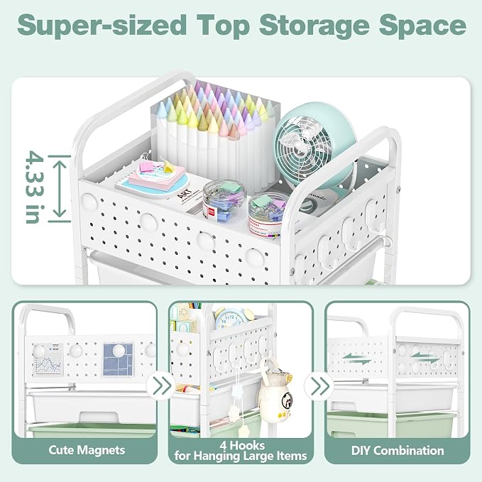 5 Drawer Rolling Storage Cart - Image 4