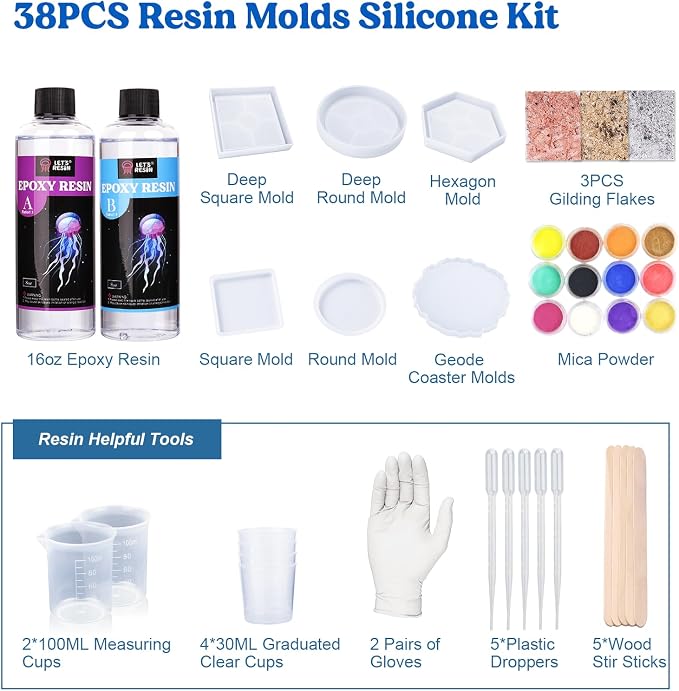 LET'S RESIN 16oz Epoxy Resin Coaster Kit - Image 7