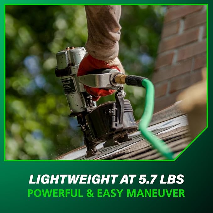 Metabo HPT Roofing Nailer, Pro-preferred Pneumatic Power Nailers, Ideal for Asphalt Roofing Shingles, 16 Degree 7/8″ to 1-3/4″ Roofing Nails, NV45AB2