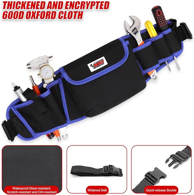 Tool Belt,600D Water-draining Oxford Cloth Tool Belts for Men,Electrician Tool Belt Widely Applied to Repairmen,Electrician,Carpenter,Construction(5 pockets)
