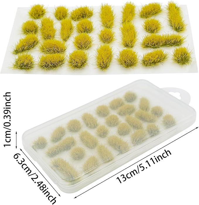 Woohome 78 PCS Model Grass Tufts 2 Size Static Grass Tuft Yellow Miniature - Image 6