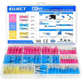 Kuject 130PCS Heat Shrink Wire Connectors, 22-10 AWG Electrical Insulated Male Female Wire Spade Terminals, Quick Disconnect Waterproof Crimp Butt Terminals for Automotive Marine Boat Truck