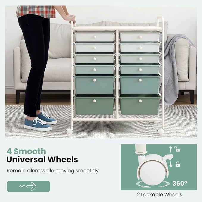 BECOMFORT 12-Drawer Rolling Cart - Image 4