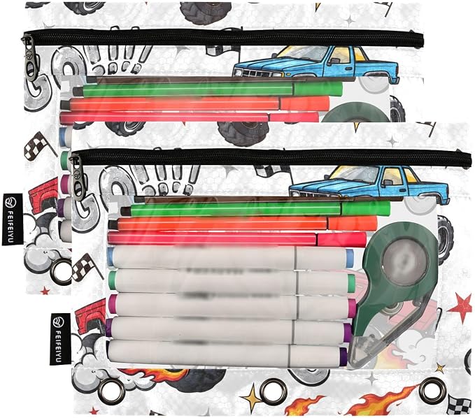 Truck Racing Car Flag Pencil Pouch - Image 2