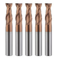 2 Flute 5/16" Carbide Square End Mill 5PCS Micrograin Milling Bits Sets TISIN Coating CNC Router Bit for Steel