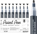 AKARUED Black Acrylic Paint Markers, 8 Pack Acrylic Black Paint Pen Sets by AKARUED