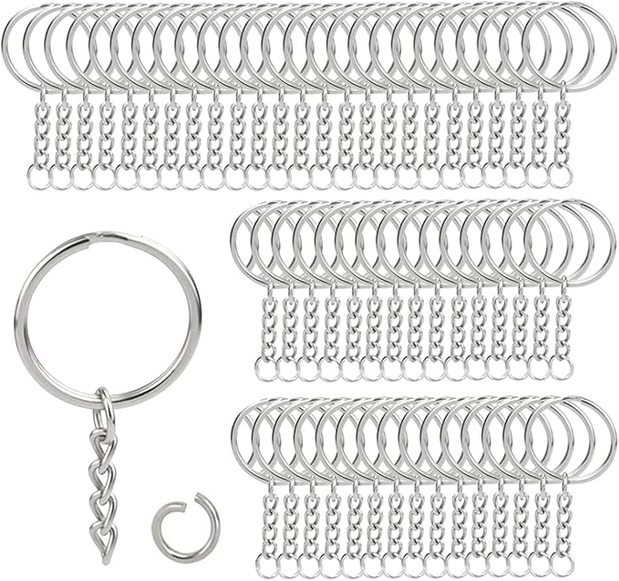 100Sets 1 inch Keychain Rings Silver Split Round Key Ring by ZoloAJay
