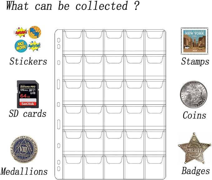 10 Sheets Coin Collection Supplies Pages, Coins Collecting Pocket Page - Image 5