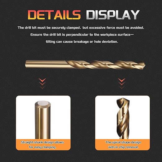 Drill Bit, 9/32" Cutting Diameter (7.144mm), 4241 HSS Gold 118° Cutting Angle Versatile Jobber Bits - (Applications: for Drilling Plastic Wood Soft Thin Metal), 5-Pieces