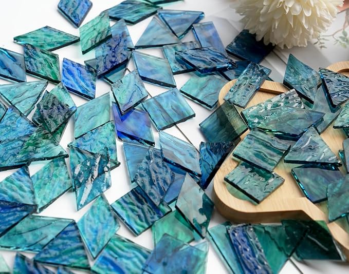 200g Transparent Mosaic Glass Tiles, Large Stained Glass Pieces - Image 5