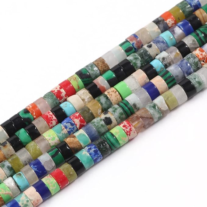 150Pcs 4×2mm Natural Mixed Color Spacer Stone Beads by Nitopupu