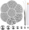 NACHLYNN 6480 Pcs Flat Back Pearl 7 Sizes Half Pearl Bead Silver Gray Half by Createyourownlifestory