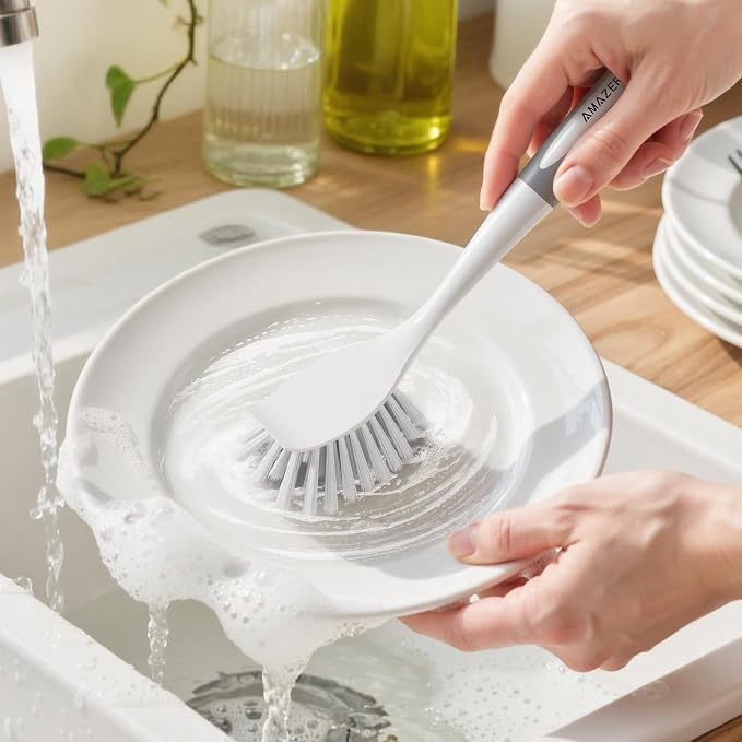 Amazer Dish Brush with Handle, 2 Pack Kitchen Scrub Brushes - Image 8