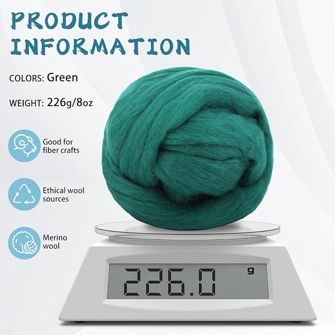 Core Wool for Needle Felting, 8 OZ Merino Wool Roving, Soft Felting Wool for - Image 2