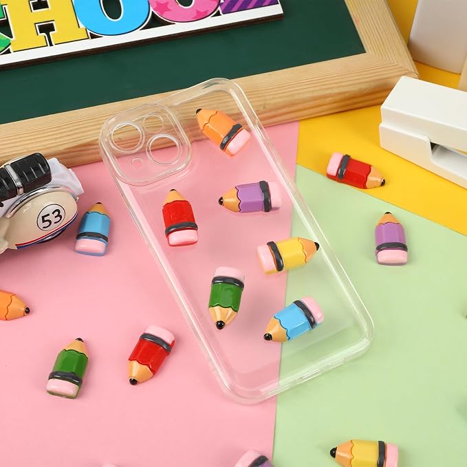 JUNEBRUSHS 80 Pcs Mini Resin Pencils, Back to School Resin Crayon Charms Mini - Image 4