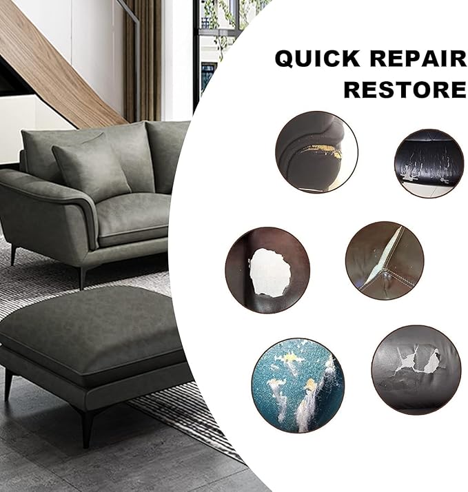 Leather Repair Patch Kit – 17x79 Inch Instant Repair for Scratches, Cracks & Peels on Furniture, Couch, Sofa, Car Seats, Handbags, Cabinets – Heavy-Duty Adhesive Leather Repair Tape (Grey)