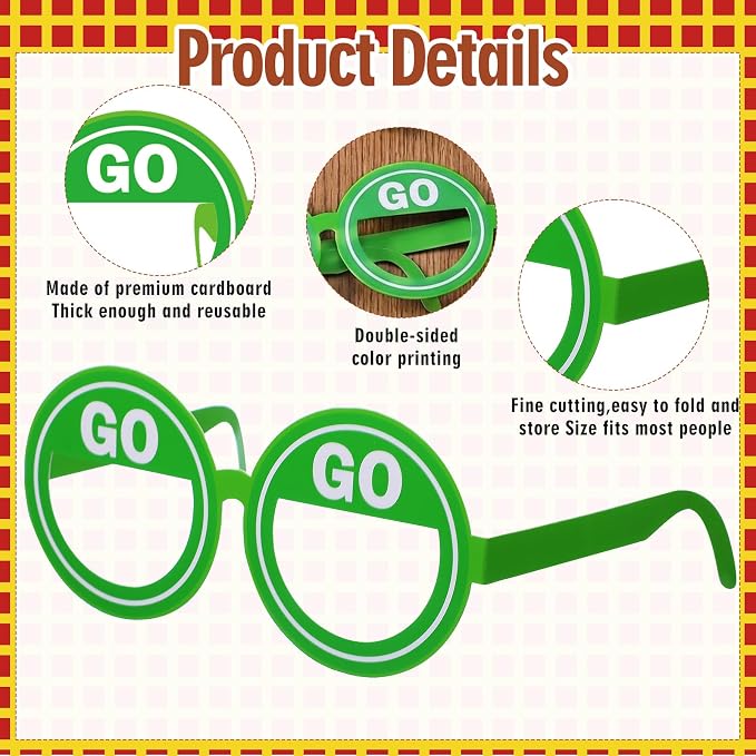 Pajean 32 Pcs Train Party Decoration Train Themed Paper Eyeglasses Photo Booth - Image 3
