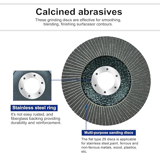 Sali 24 Pack Flap Disc 80 Grit 4.5" x 7/8-Inch Sanding Disc Bevel Type #29 Premium and Industrial Grade Angle Grinder Grinding Wheel High Performance Edge Grinding