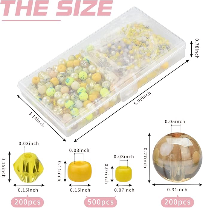 Rired 27 Yellow Glass Beads for Bracelet kit, Earring and Phone Chain - Image 2