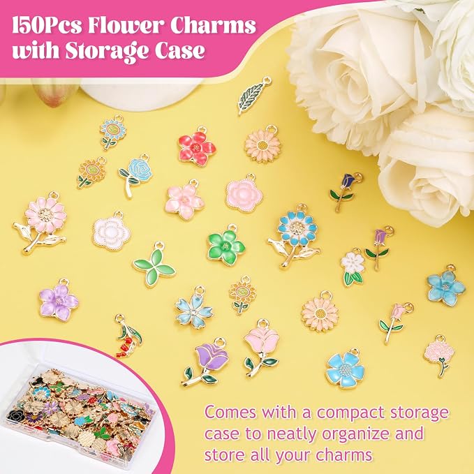Mckanti 150Pcs 75 Pairs Spring Flower Charms - Image 5