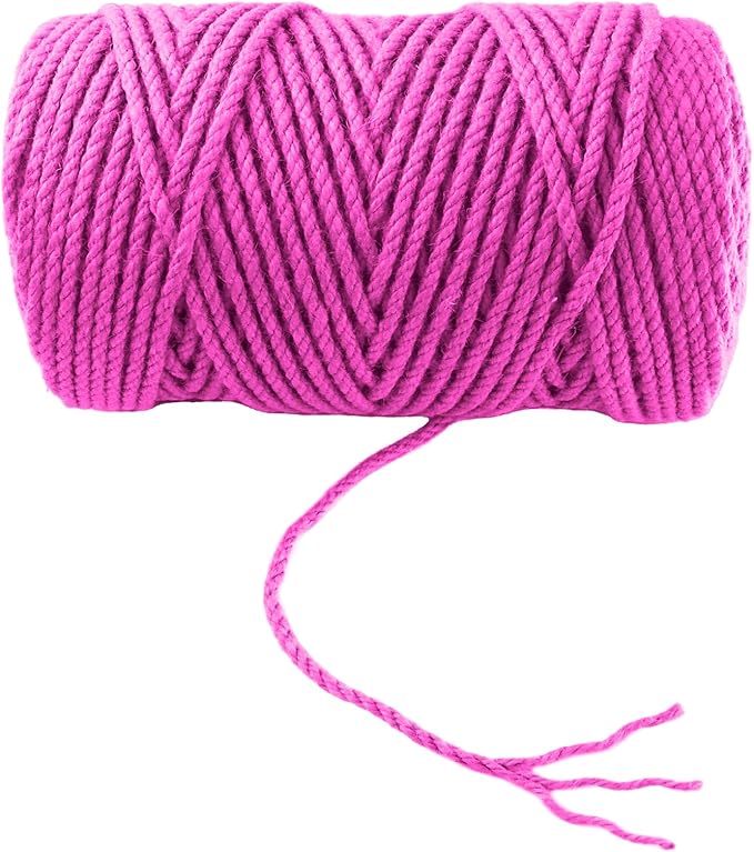 4mm x 200 Feet Pink Jute Rope, Twine for Gardening Tomato Climbing Plant Tie Floristry Crafts Gift Wrapping Packing Decor