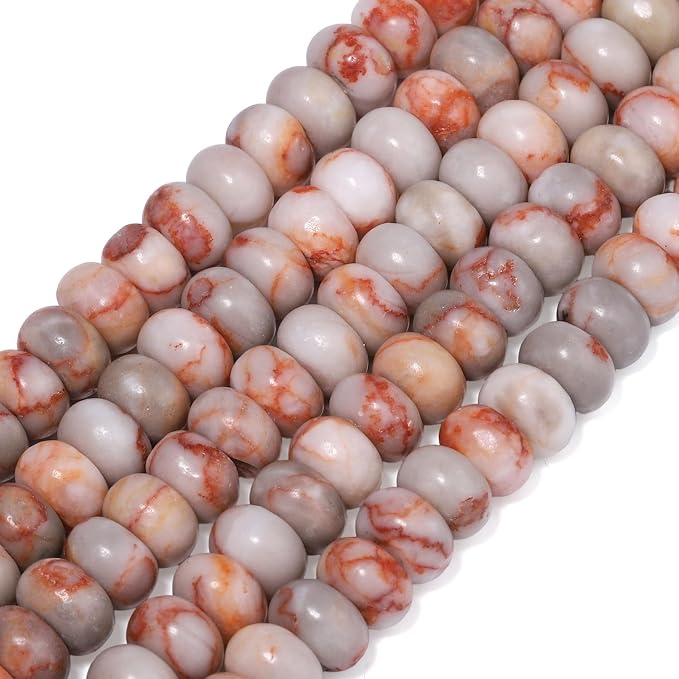 Songxi 5x8mm Natural Red Network Stone Rondelle Beads, Gemstone - Image 3