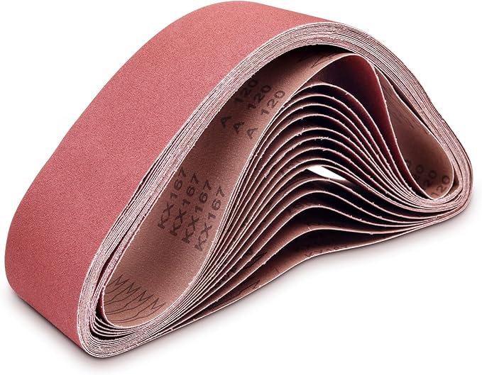 4 x 36 Sanding Belts, 120 Grit Aluminum Oxide Sanding Belt for Belt Sander, 4X36 Belt Sander Belt for Woodworking, 15 Pack(4x36in, 120 Grit)