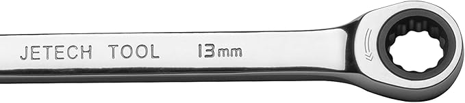 Jetech 13mm Ratcheting Combination Wrench (10 Pack), Industrial Grade Gear Spanners with 12-Point Design, 72-Tooth Ratchet, Made with Forged and Heat-Treated Cr-V Steel in Chrome Plating, Metric