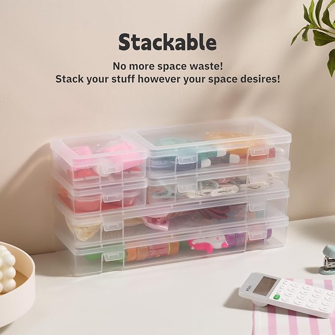 novelinks Clear Pencil Box and Small Plastic Storage Containers - Image 4
