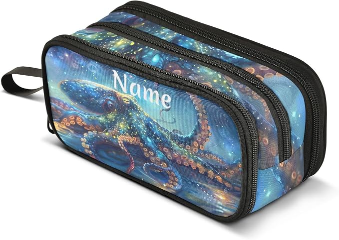 Custom Octopus Galaxy Pencil Case Box Boys Girls Personalized Name Large Pencil by BOENLE-WELCOMEYOURCOMING
