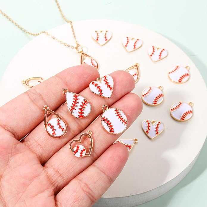 20PCS Sports Charms Enamel Basketball Baseball Pendant Charms - Image 4