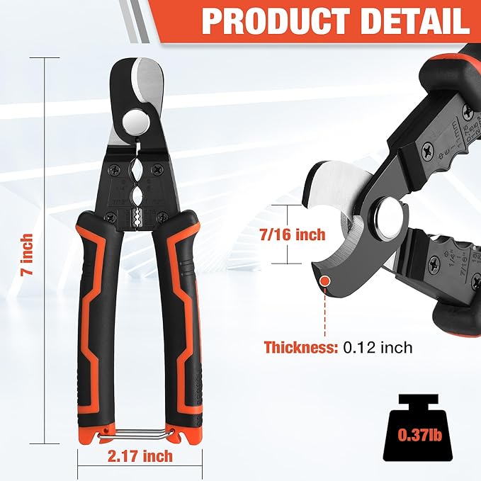 ValueMax 7 Inch Wire Stripper, Cable Cutters, Jacket Removal Cable Stripper, Wire Cutter for Copper, Aluminium Solid and Standard Wire, 4 in 1 Electrical Wire Stripper Tool